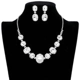 Oval Stone Accented Rhinestone Trimmed Necklace - Madeline Love - Flyclothing LLC