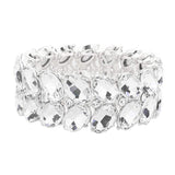 Oval Stone Cluster Stretch Evening Bracelet - Madeline Love - Flyclothing LLC