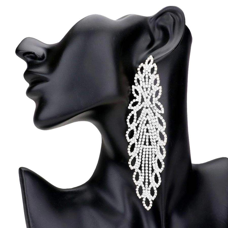 Oversized Rhinestone Pave Evening Earrings - Madeline Love - Flyclothing LLC
