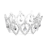Pave Crystal Rhinestone Teardrop Dangle Mini Crown Tiara - Madeline Love - Flyclothing LLC
