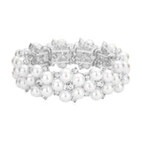 Pearl Flower Cluster Link Stretch Bracelet - Madeline Love - Flyclothing LLC