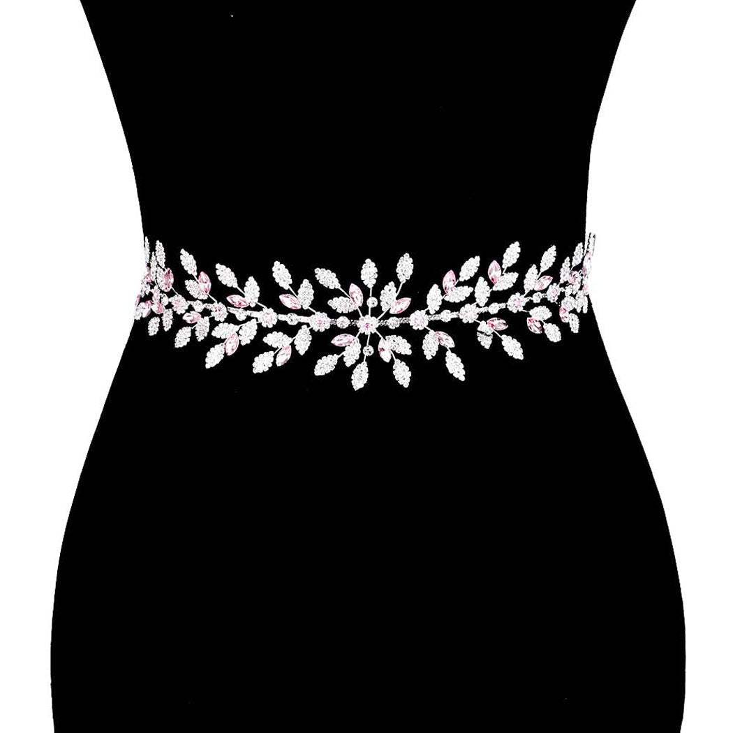Marquise Crystal Floral Rhinestone Wedding Belt Headband - Madeline Love - Flyclothing LLC