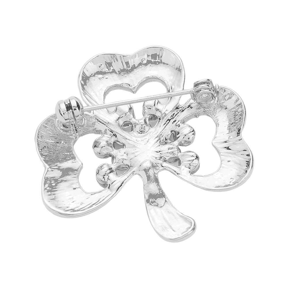 Rhinestone Enamel Clover Pin Brooch - Madeline Love - Flyclothing LLC