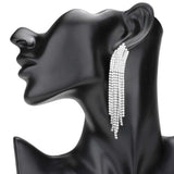 Rhinestone Fringe Dangle Evening Earrings - Madeline Love - Flyclothing LLC
