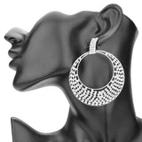 Rhinestone Pave Abstract Circle Dangle Evening Earrings - Madeline Love - Flyclothing LLC