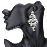 Rhinestone Pave Hexagon Link Statement Evening Earrings - Madeline Love - Flyclothing LLC