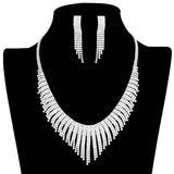 Rhinestone Pave Necklace Earring Set - Madeline Love - Flyclothing LLC