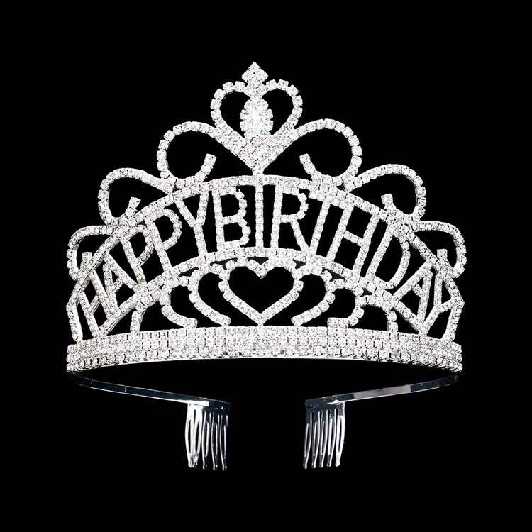Rhinestone Paved HAPPY BIRTHDAY Message Princess Tiara - Madeline Love - Flyclothing LLC