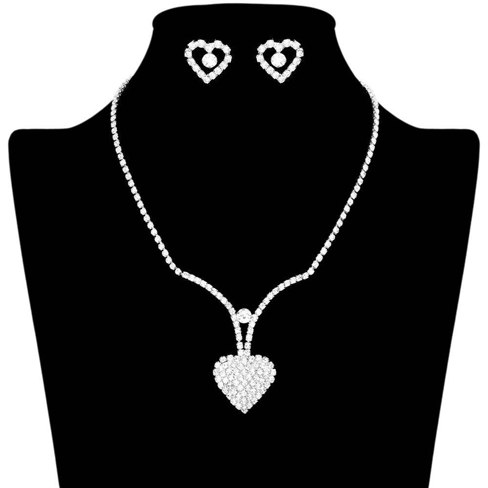 Rhinestone Paved Heart Necklace - Madeline Love - Flyclothing LLC