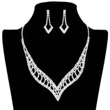 Rhinestone Paved V Shaped Jewelry Set - Madeline Love - Flyclothing LLC