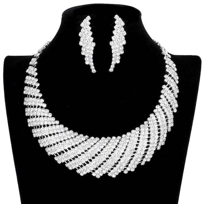 Rhinestone Tornado Collar Bib Necklace - Madeline Love - Flyclothing LLC