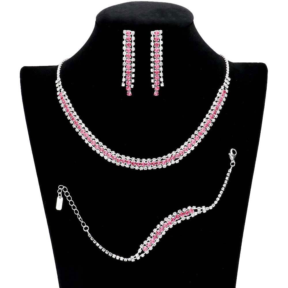 3PCS Rhinestone Necklace Jewelry Set - Madeline Love - Flyclothing LLC
