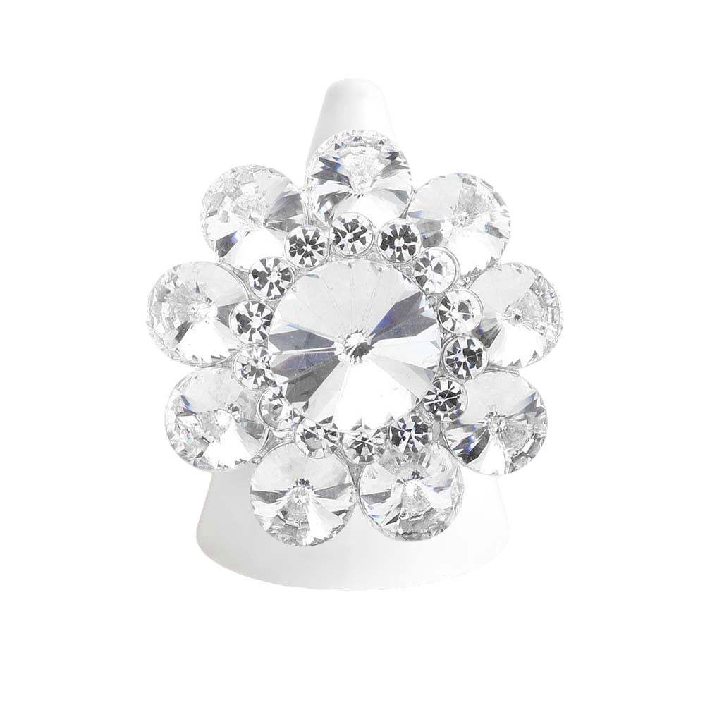 Round Crystal Flower Stretch Ring - Madeline Love - Flyclothing LLC