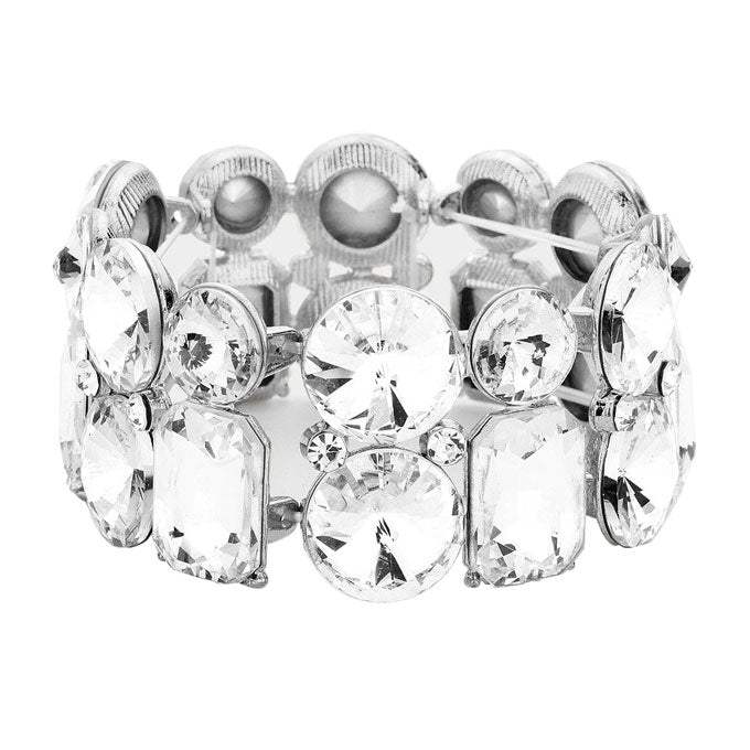 Round Emerald Cut Stone Stretch Evening Bracelet - Madeline Love - Flyclothing LLC