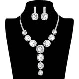 Round Stone Accented Evening Necklace Earring Set - Madeline Love - Flyclothing LLC