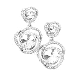 Round Stone Accented Link Dangle Evening Earrings - Madeline Love - Flyclothing LLC