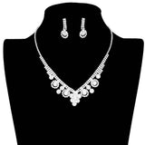 Round Stone Flower Accented Rhinestone Pave Necklace - Madeline Love - Flyclothing LLC