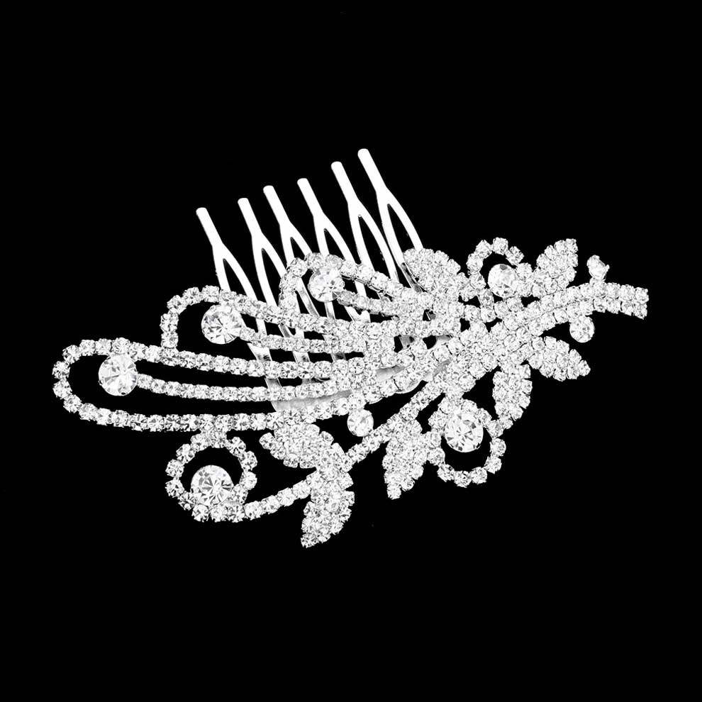Round Teardrop Stone Accented Hair Comb - Madeline Love - Flyclothing LLC