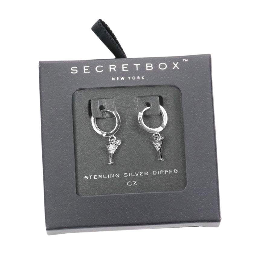 Secret Box Sterling Silver Dipped CZ Metal Cocktail Earrings - Madeline Love - Flyclothing LLC