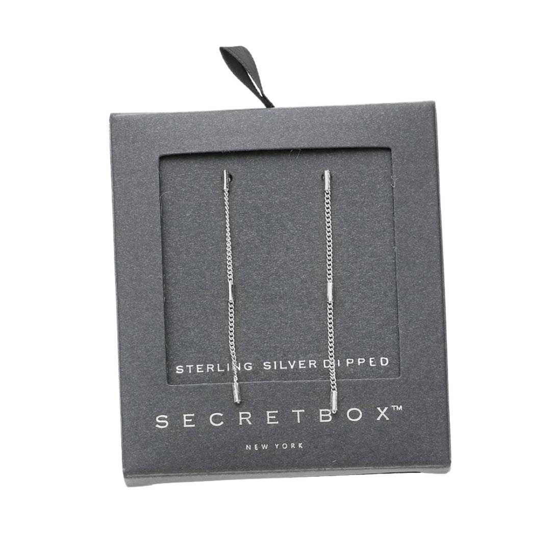 Secret Box Sterling Silver Dropped Metal Chain Dangle Earrings - Madeline Love - Flyclothing LLC