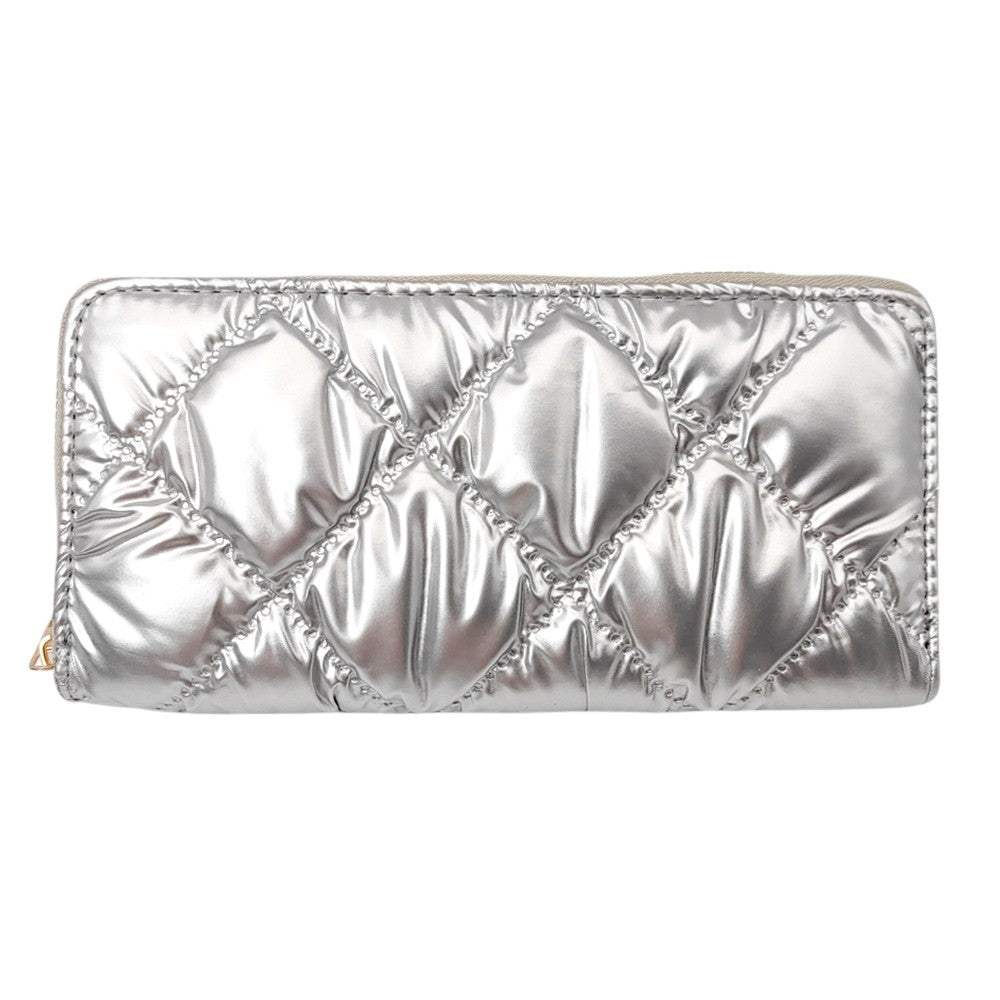 Shiny Faux Leather Padded Wallet with Wristlet - Madeline Love - Flyclothing LLC