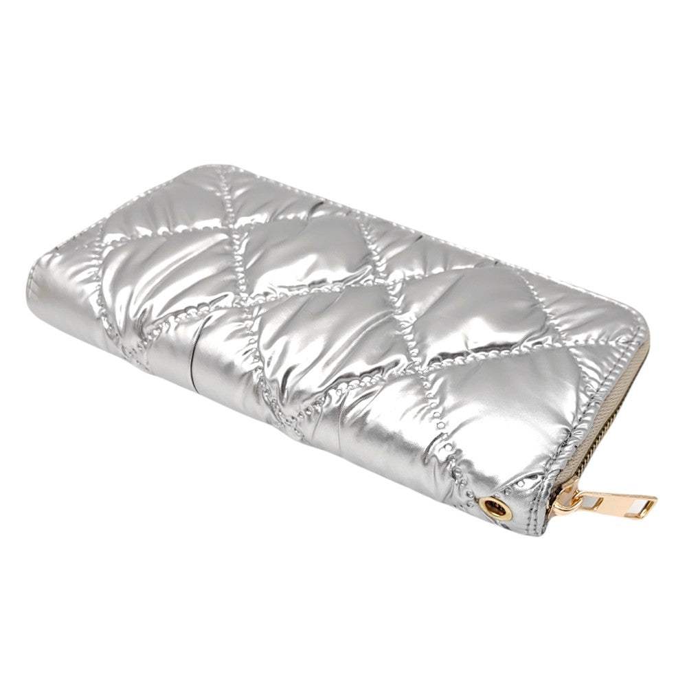 Shiny Faux Leather Padded Wallet with Wristlet - Madeline Love - Flyclothing LLC