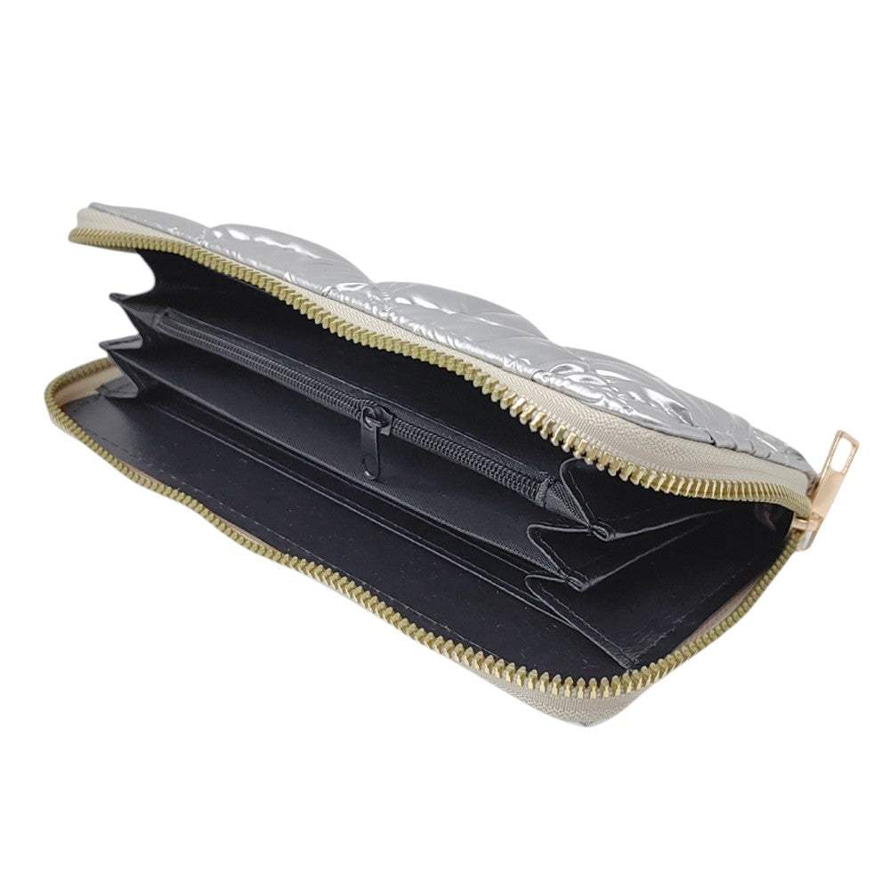 Shiny Faux Leather Padded Wallet with Wristlet - Madeline Love - Flyclothing LLC