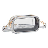 Solid Faux Leather Transparent Rectangle Crossbody Bag - Madeline Love - Flyclothing LLC