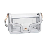 Solid Faux Leather Transparent Rectangle Shoulder Bag - Madeline Love - Flyclothing LLC