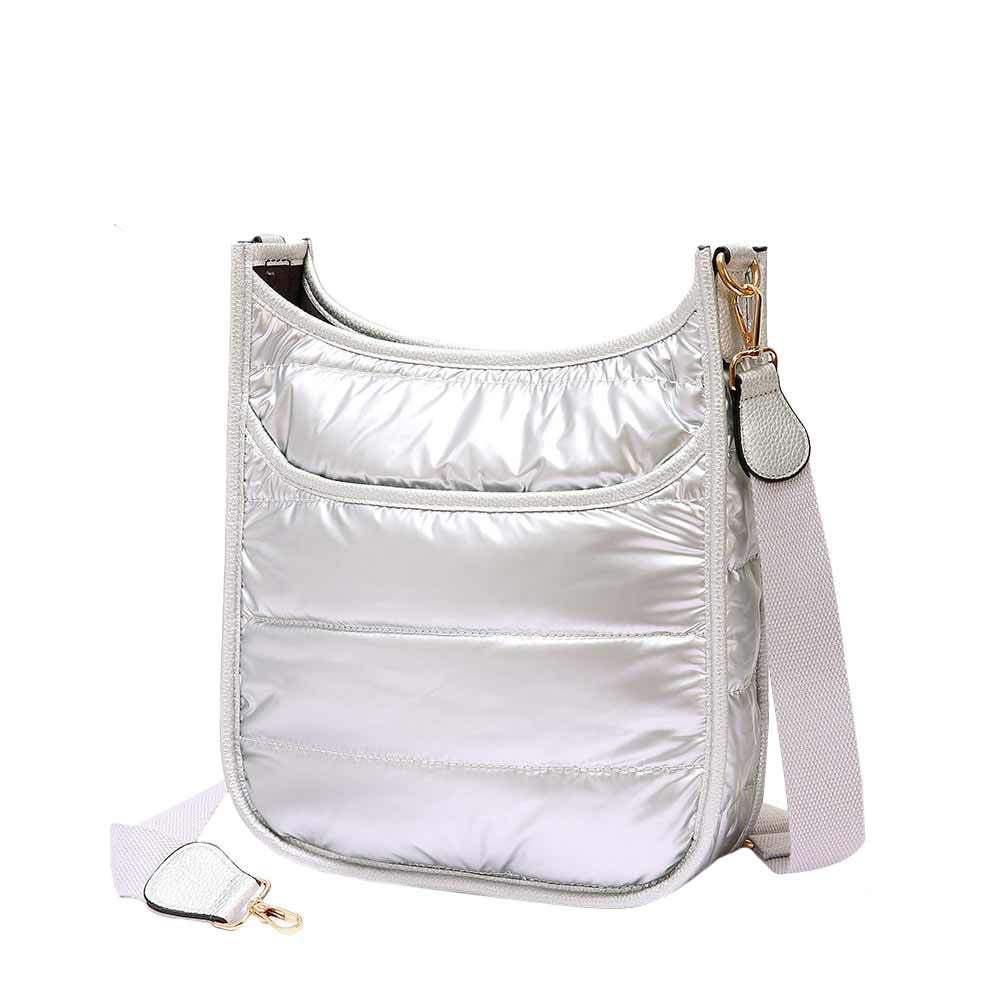 Solid Quilted Shiny Puffer Crossbody Bag - Madeline Love - Flyclothing LLC