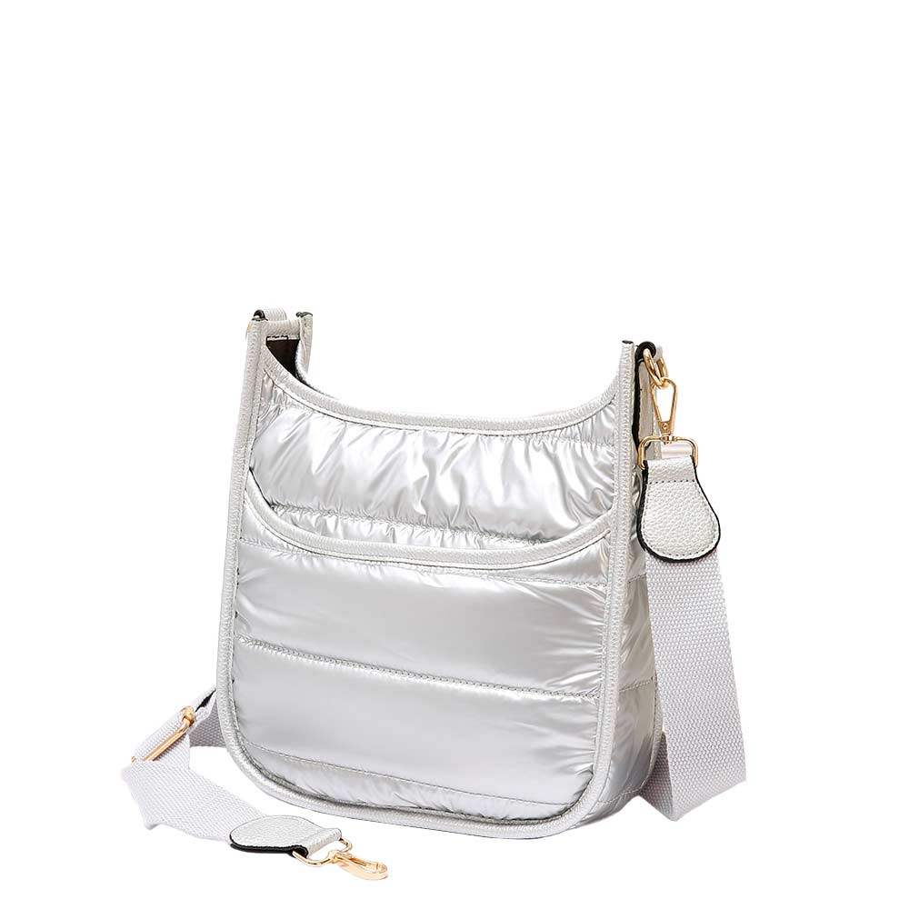 Solid Quilted Shiny Puffer Mini Crossbody Bag - Madeline Love - Flyclothing LLC
