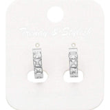Square CZ Stone Paved Stainless Steel Huggie Hoop Earrings - Madeline Love - Flyclothing LLC