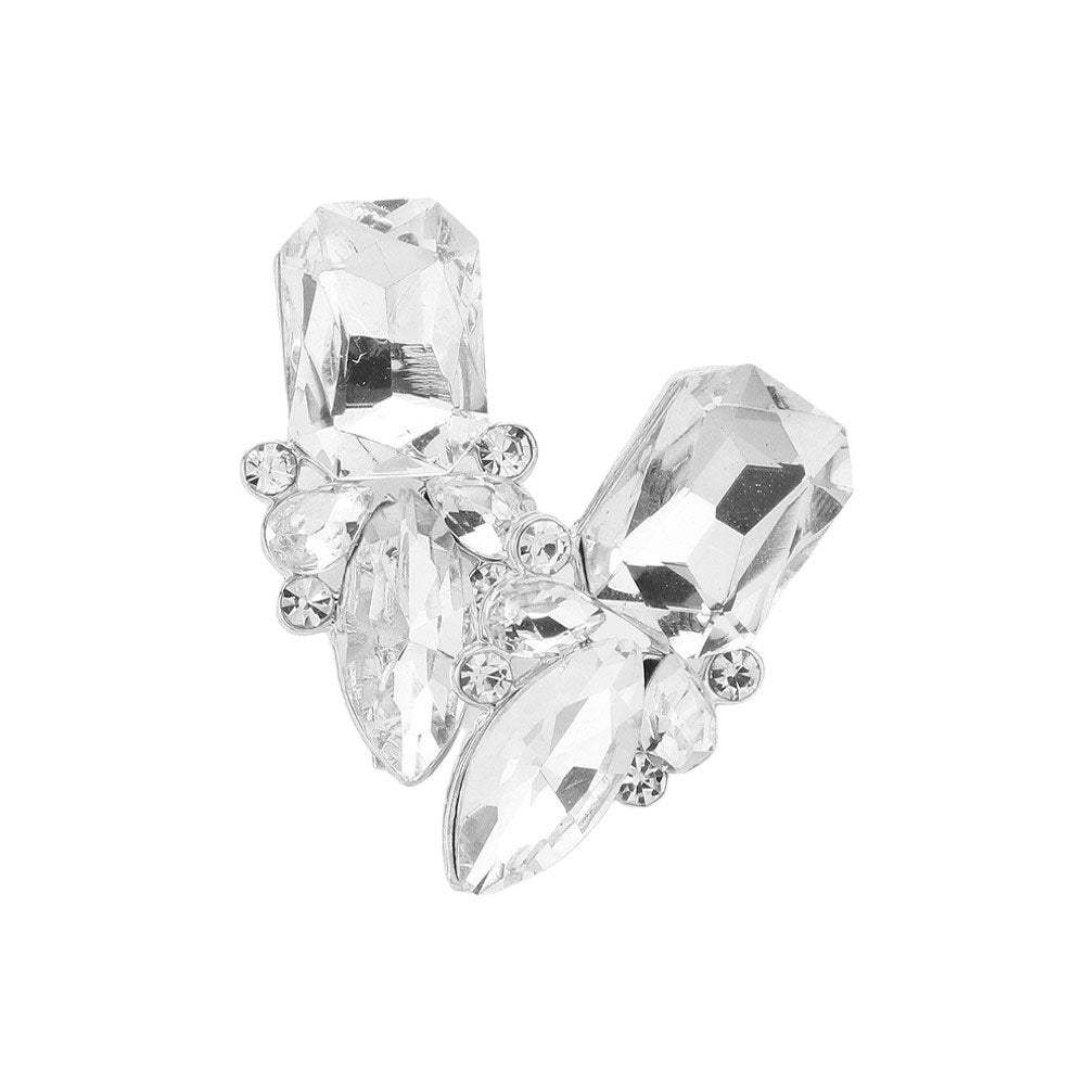 Square Marquise Stone Cluster Evening Earrings - Madeline Love - Flyclothing LLC