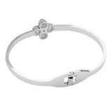 Stainless Steel CZ Stone Clover Pointed Hinged Bangle Bracelet - Madeline Love - Flyclothing LLC