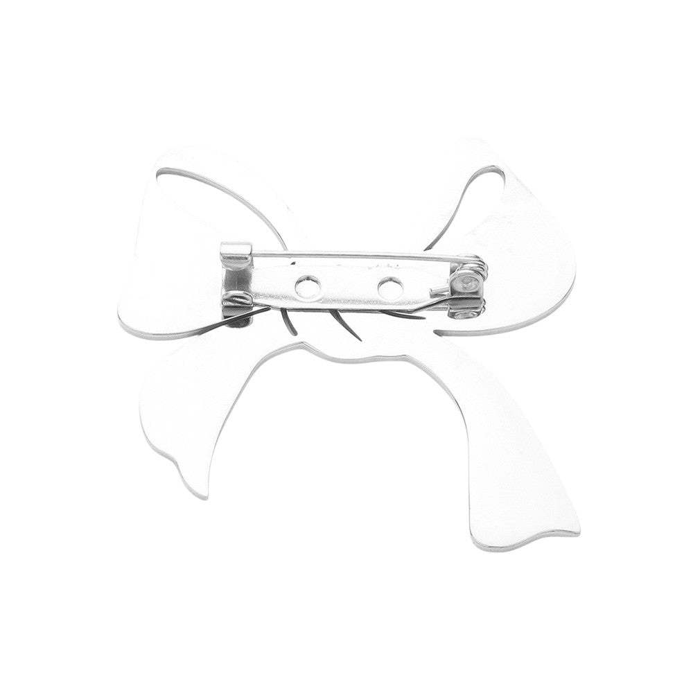 Stainless Steel Cutout Bow Pin Brooch - Madeline Love - Flyclothing LLC