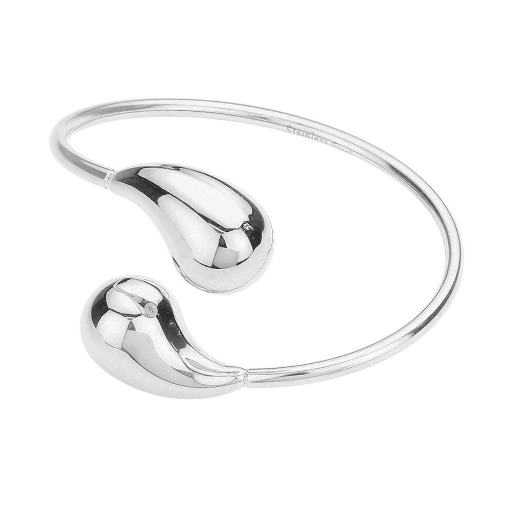 Stainless Steel Teardrop Tip Wire Bangle Bracelet - Madeline Love - Flyclothing LLC