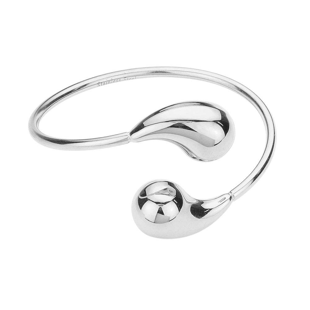 Stainless Steel Teardrop Tip Wire Bangle Bracelet - Madeline Love - Flyclothing LLC