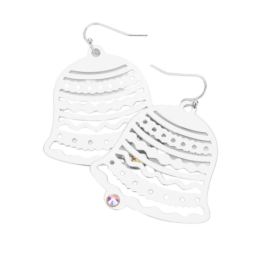 Stone Embellished Brass Metal Jingle Bell Dangle Earrings - Madeline Love - Flyclothing LLC