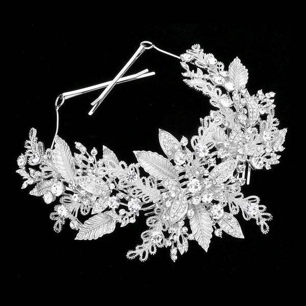 Stone Embellished Leaf Cluster Bun Wrap Headpiece - Madeline Love - Flyclothing LLC