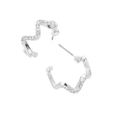 Stone Paved Wavy Metal Hoop Earrings - Madeline Love - Flyclothing LLC