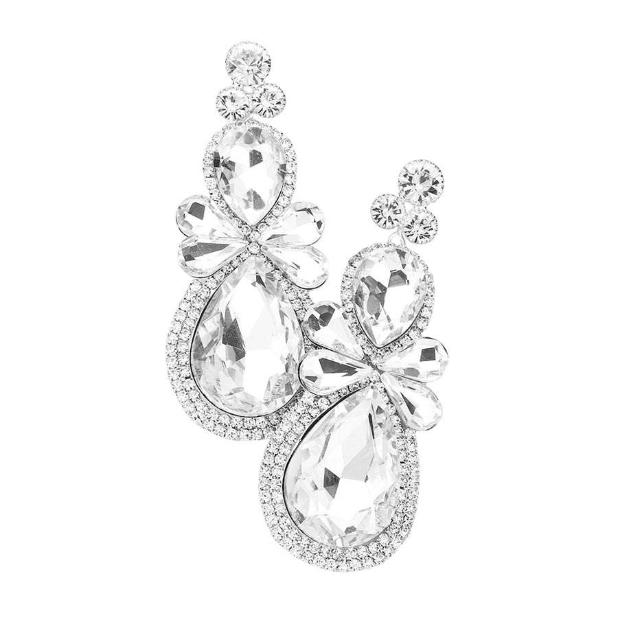 Teardrop Accented Dangle Evening Earrings - Madeline Love - Flyclothing LLC