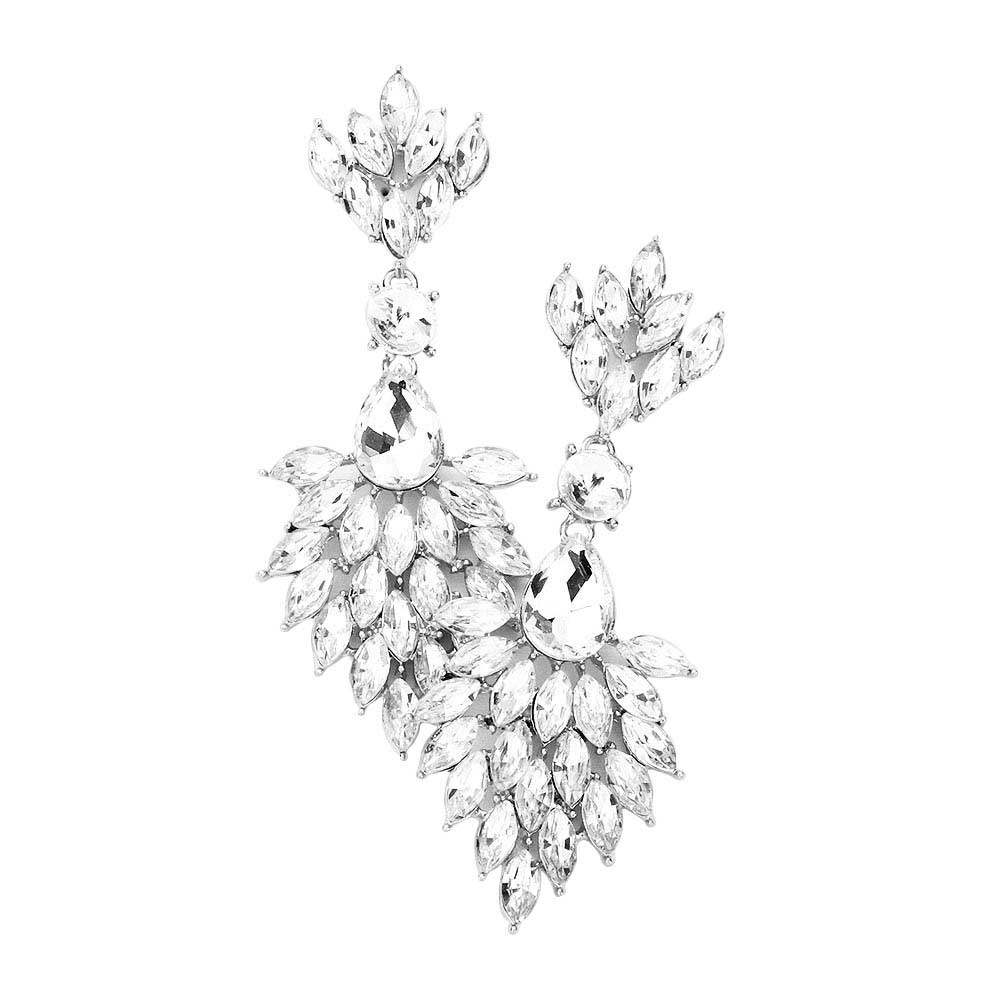 Teardrop Accented Marquise Stone Cluster Evening Earrings - Madeline Love - Flyclothing LLC