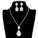 Teardrop Accented Rhinestone Necklace - Madeline Love - Flyclothing LLC