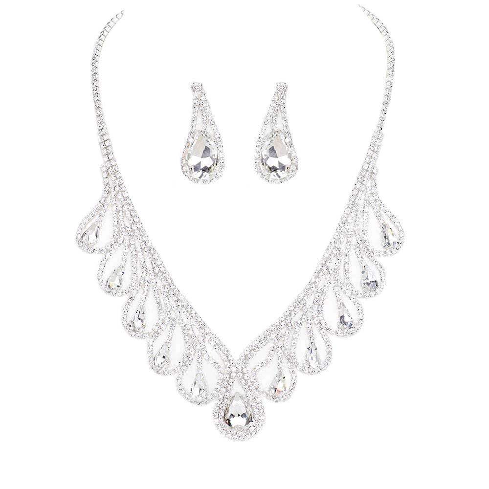 Teardrop Crystal Rhinestone Collar Necklace - Madeline Love - Flyclothing LLC