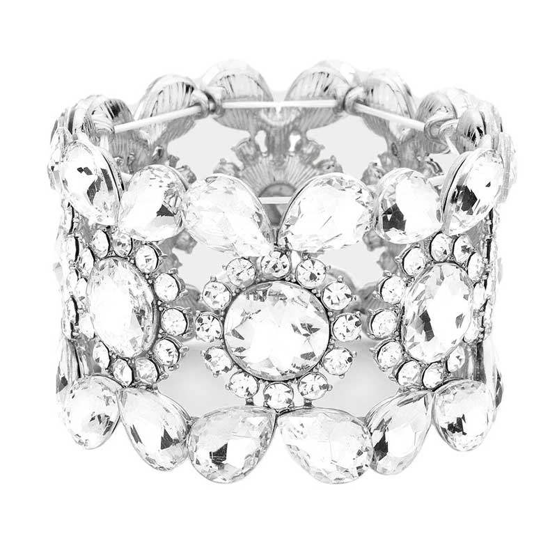 Teardrop Round Stone Stretch Evening Bracelet - Madeline Love - Flyclothing LLC
