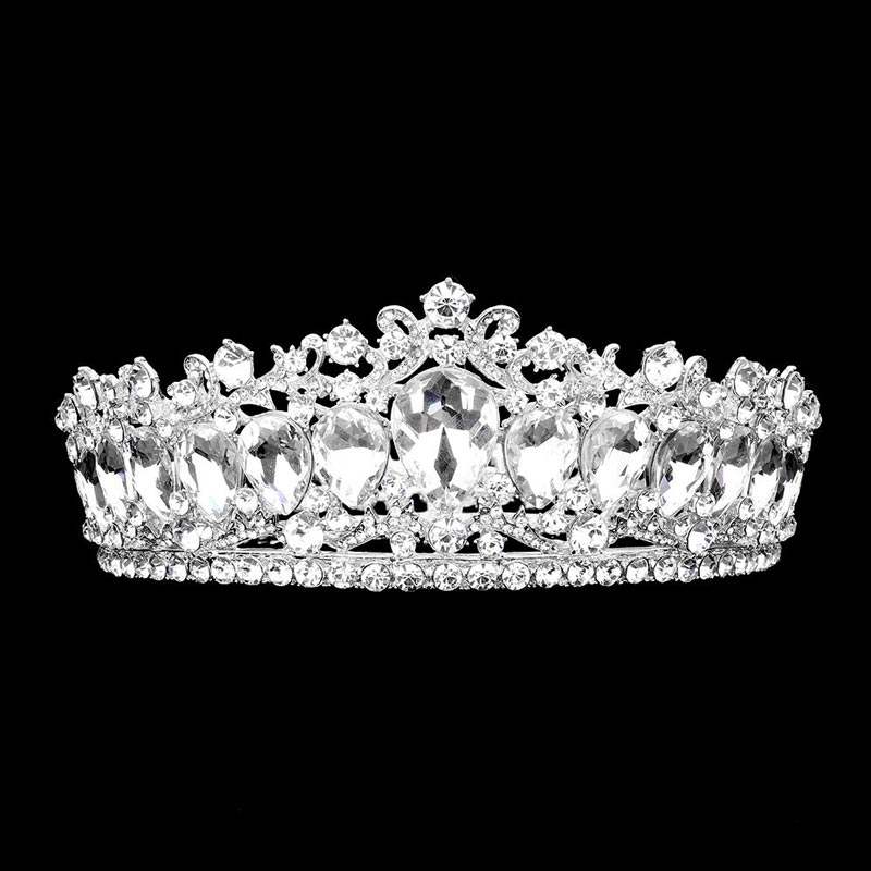 Teardrop Stone Accented Crown Tiara - Madeline Love - Flyclothing LLC
