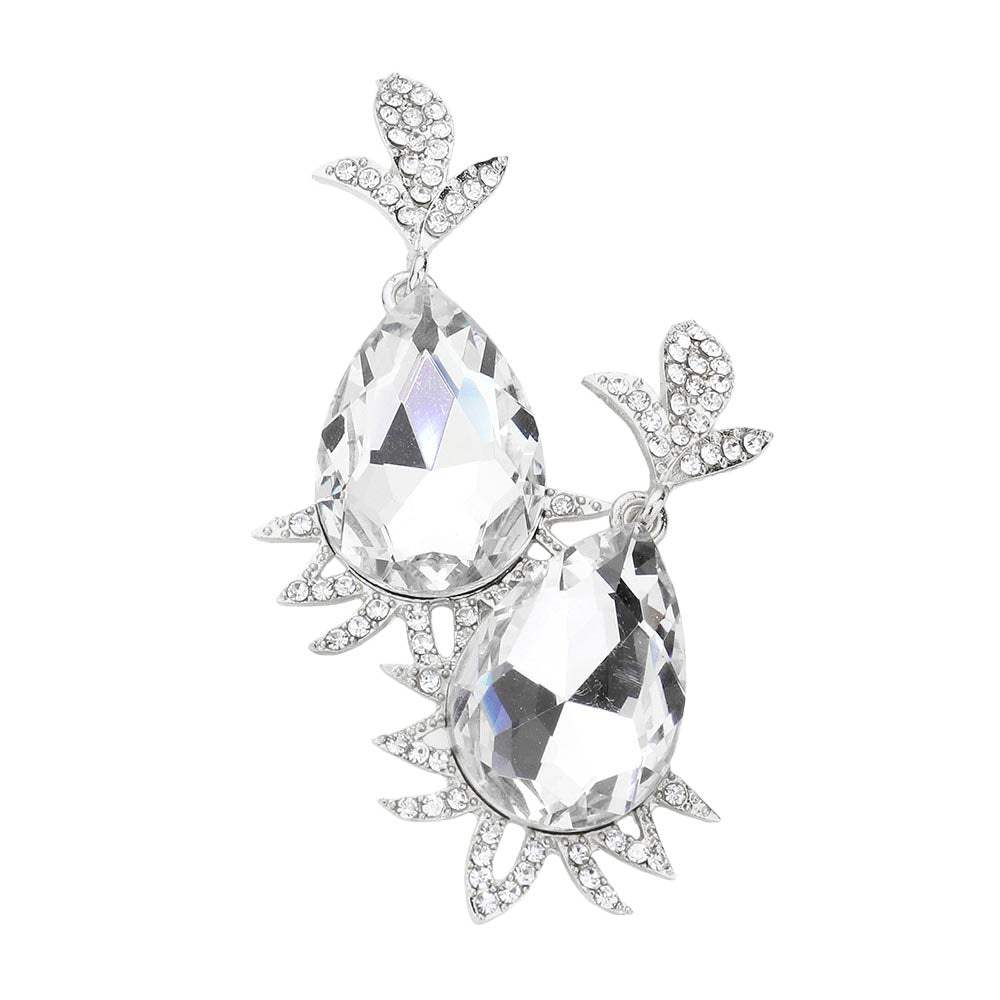 Teardrop Stone Accented Dangle Evening Earrings - Madeline Love - Flyclothing LLC