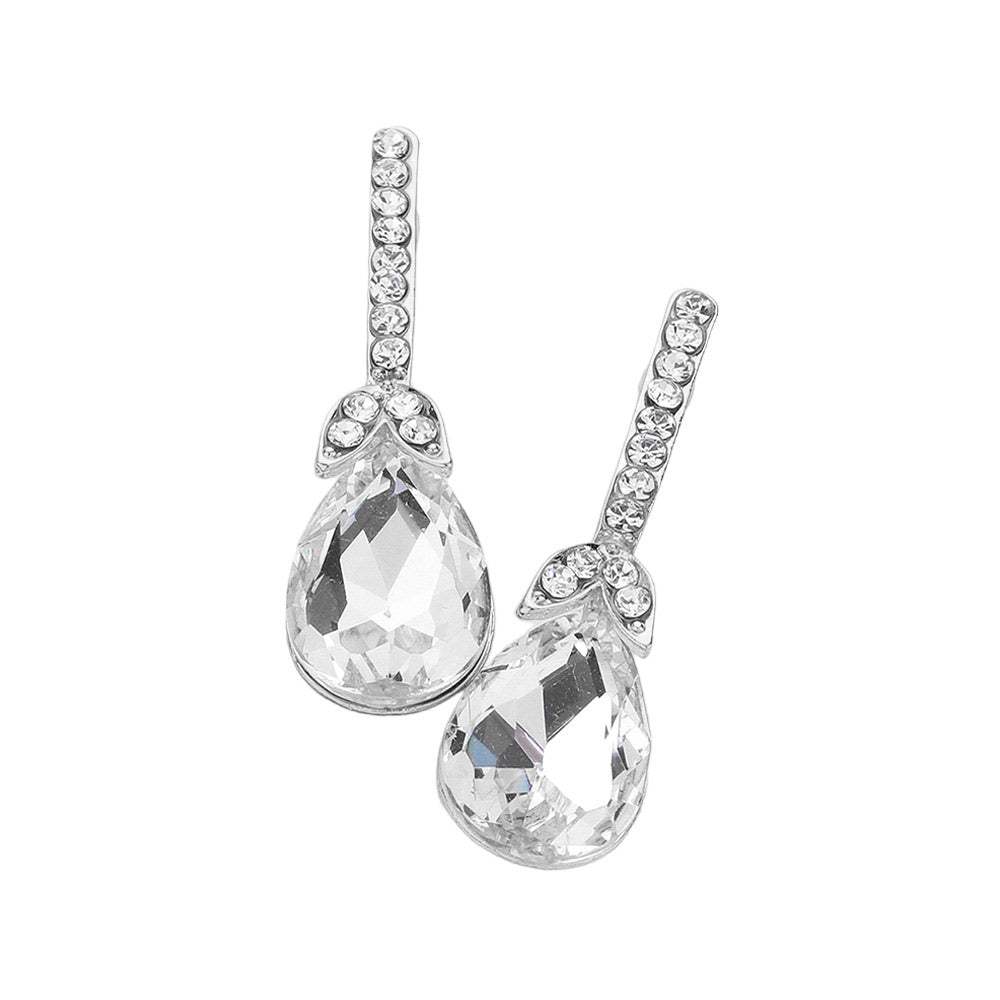 Teardrop Stone Accented Evening Earrings - Madeline Love - Flyclothing LLC