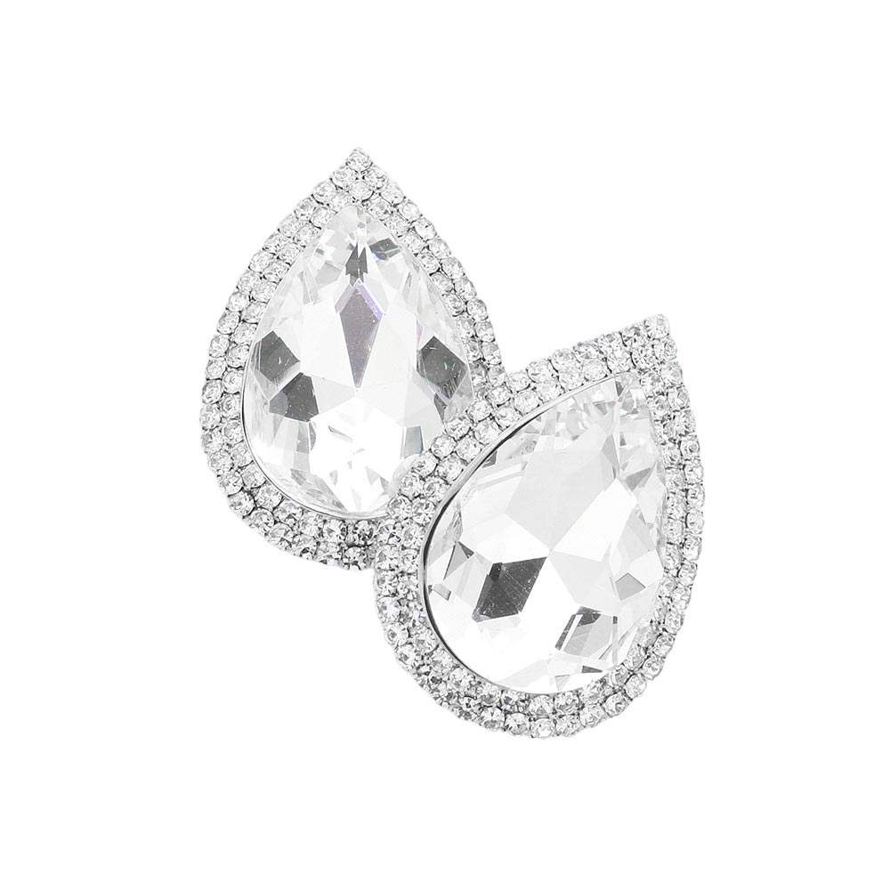 Teardrop Stone Accented Evening Earrings - Madeline Love - Flyclothing LLC