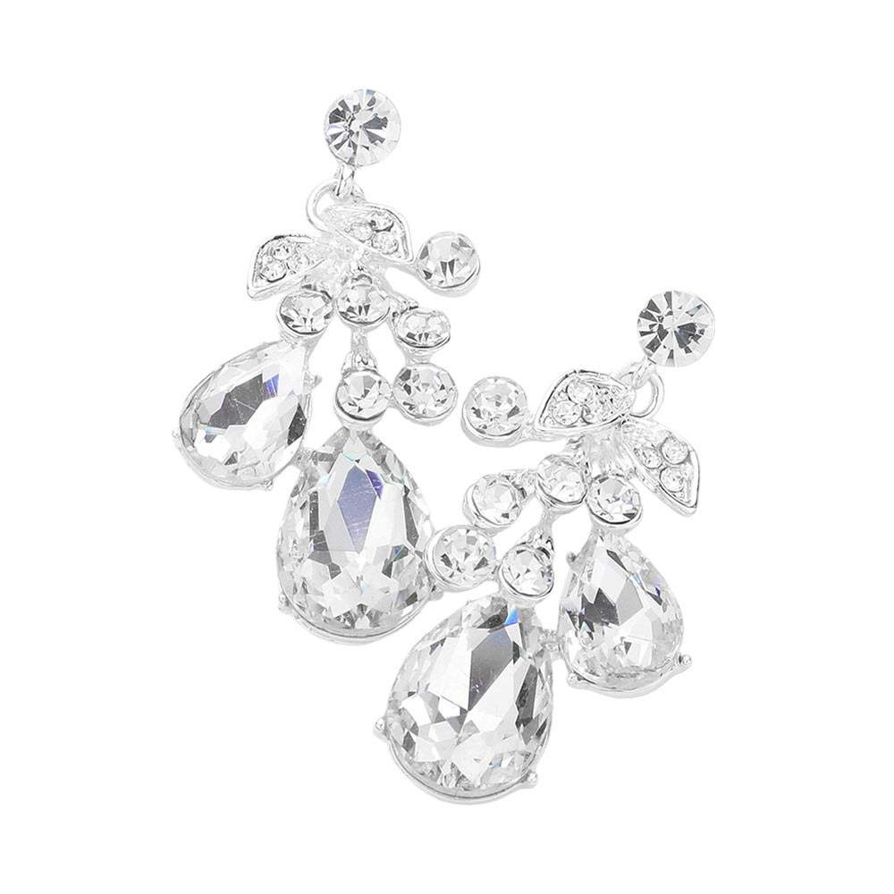 Teardrop Stone Cluster Dangle Evening Earrings - Madeline Love - Flyclothing LLC